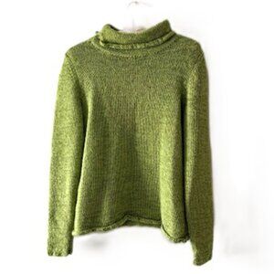 Mary Jane Marcasiano Lime Green Turtleneck Sweater